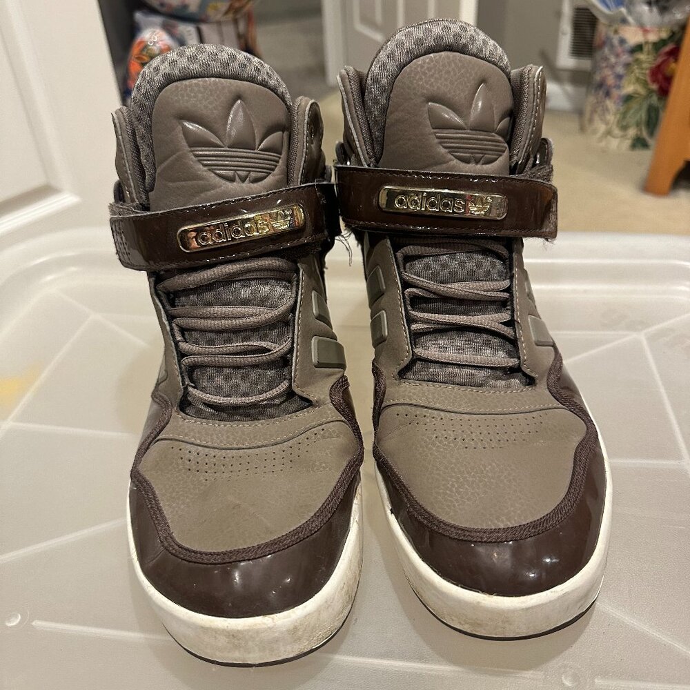 Adidas Adi-Rise Mid Originals Brown & Gold Men's Sneakers Strap Size 11
